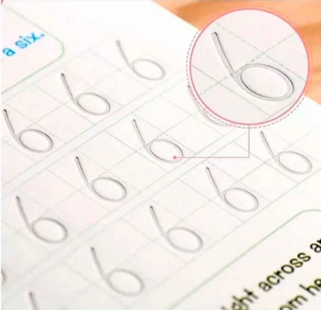 Set 4 Cuadernos Mágicos Caligrafía Montessori + Lápiz + Recargas