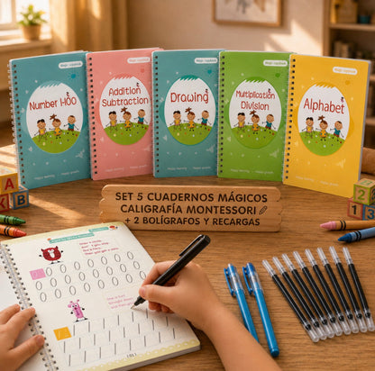 5 Cuadernos caligrafía Montessori + regalos