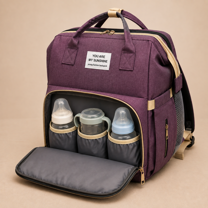 Mochila, cuna y mudador.