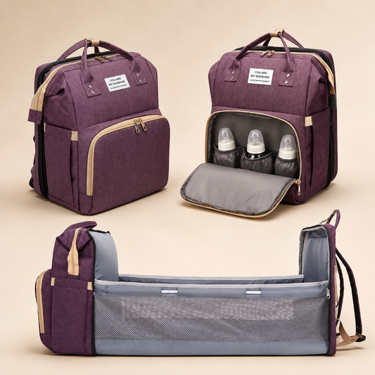 Mochila, cuna y mudador.