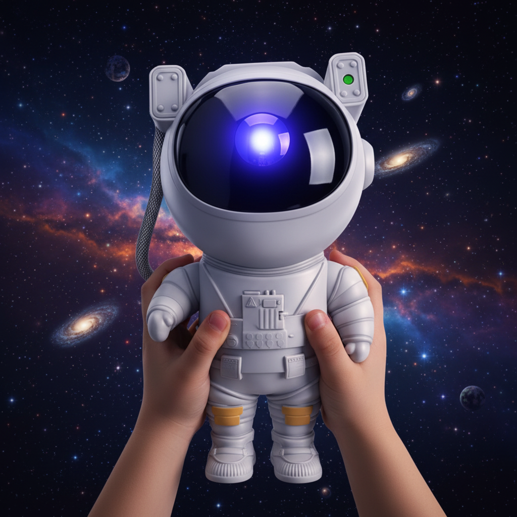 Astronauta tamaño real en manos de niño