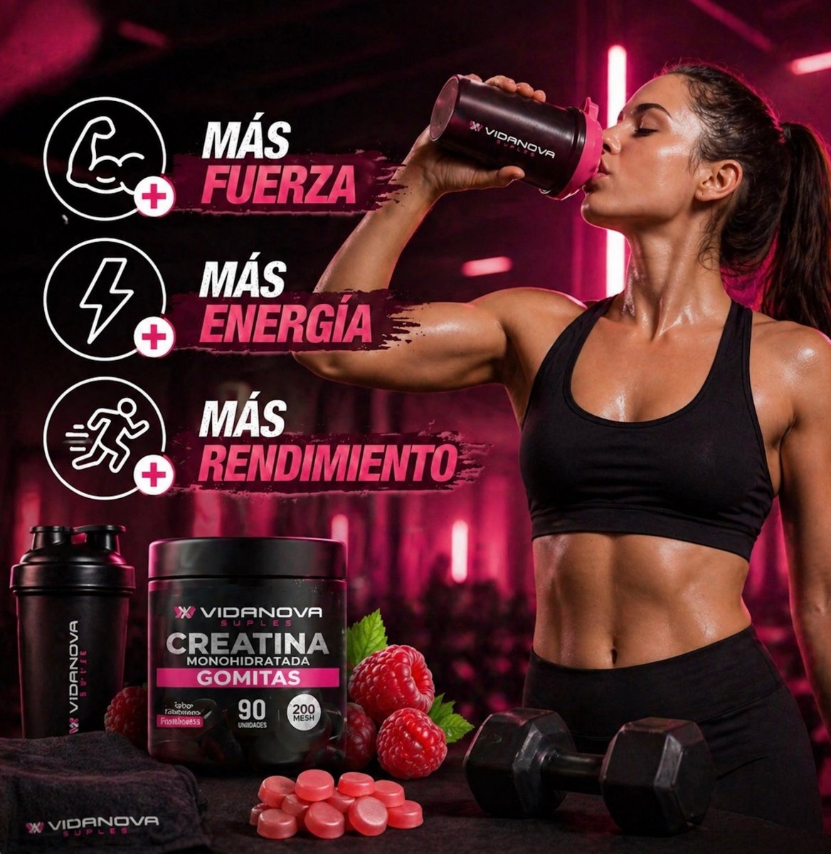 Creatina Gomitas Monohidratada Micronizada - Vidanova® Suples - Rukal