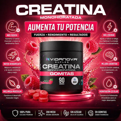 Creatina Gomitas Monohidratada Micronizada - Vidanova® Suples - Rukal