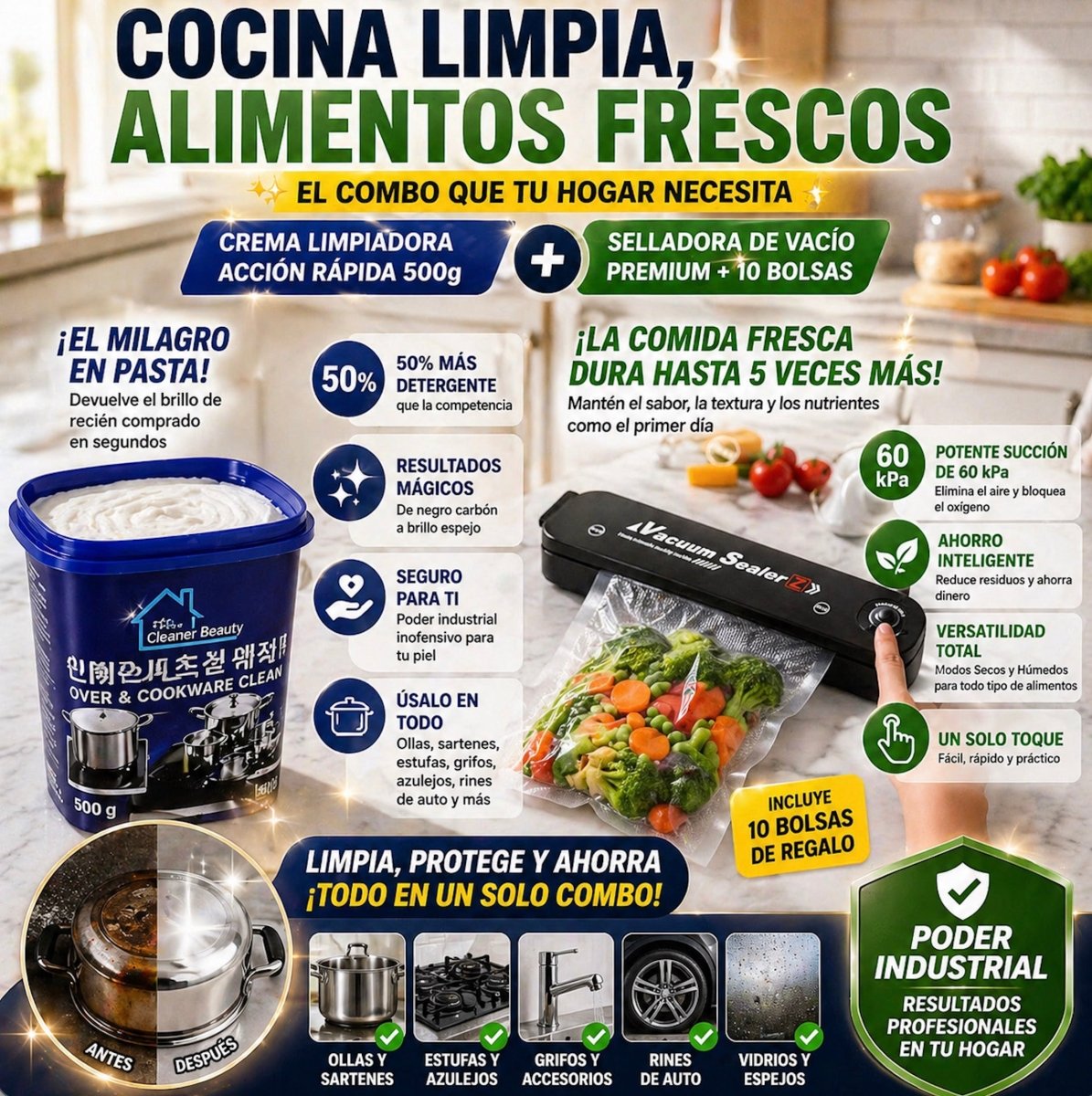 Selladora Al Vacio + Crema Limpiadora y Pulidora - Rukal